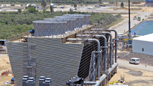 Industrial cooling tower system using cooling tower chemicals for effective water treatment and system performance
