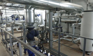 industrial boiler system piping protected by boiler chemicals for scale and corrosion control