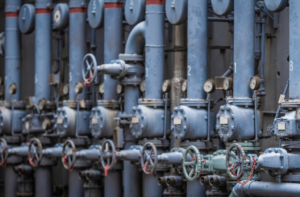 Industrial water treatment piping system used for scale water treatment and mineral deposit prevention.